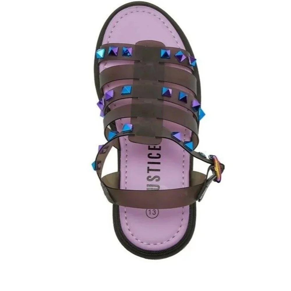Girl's size 4 Justice Studded Jelly Fisherman Sandals Black NEW
